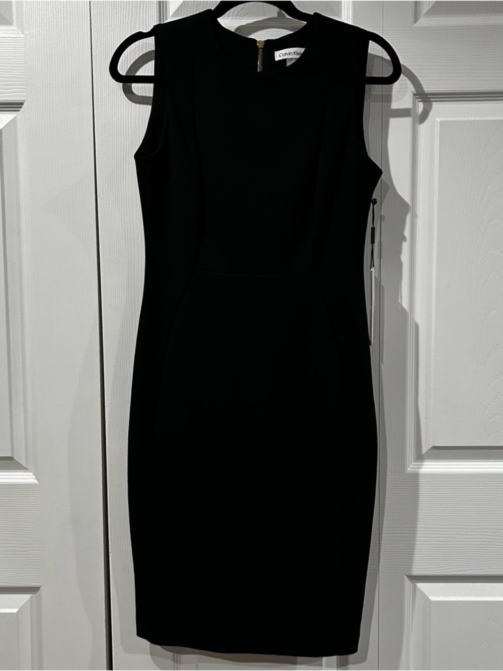 Calvin Klein Classic Sleeveless Black Sheath Zipper Back Dress NWT